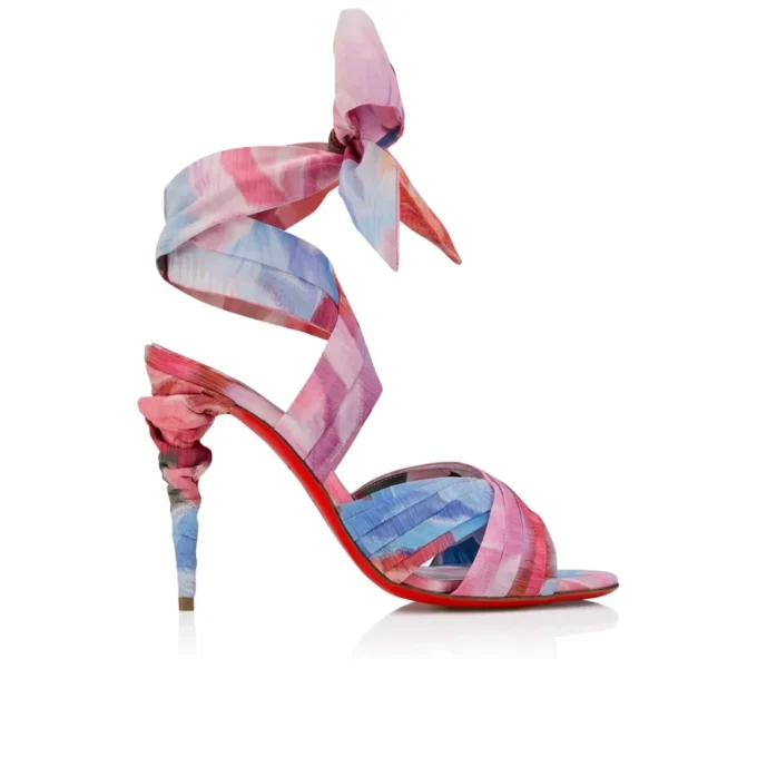 Affabula Lace up – 100 Mm Strappy Sandals – Peonies Printed China Fabric – Multicolor – Women Affabula Lace up – 100 Mm Strappy Sandals – Peonies Printed China Fabric – Multicolor – Women