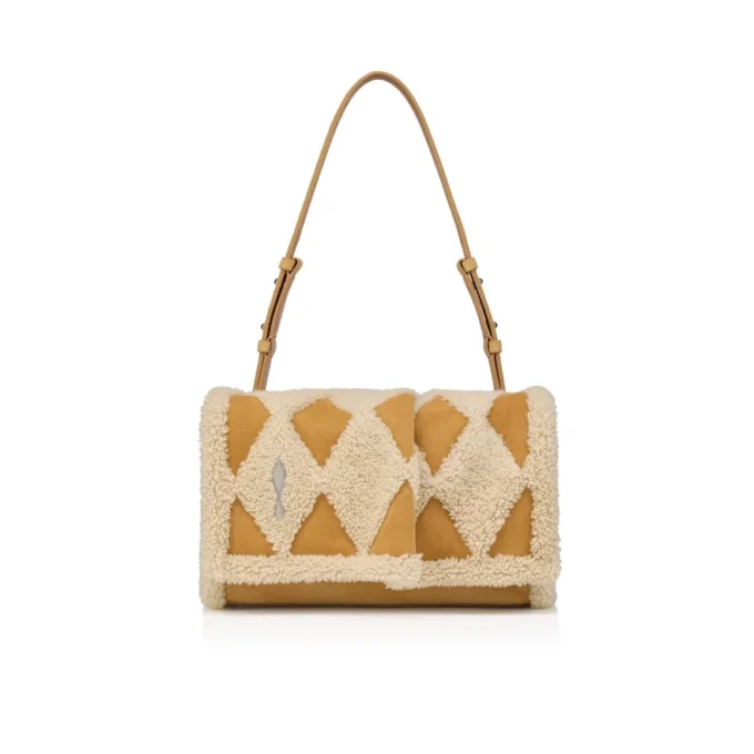 Baggy Small – Shoulder Bag – Diamond-Shaped Calf Leather and Shearling – Beige Baggy Small – Shoulder Bag – Diamond-Shaped Calf Leather and Shearling – Beige