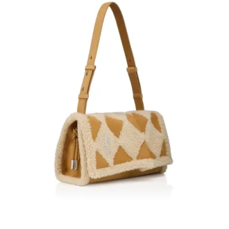 Baggy Small – Shoulder Bag – Diamond-Shaped Calf Leather and Shearling – Beige