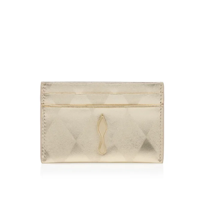 Bettina – Card Holder – Diamond-Shaped Laminated Lamb Nappa Leather – Light Platine
