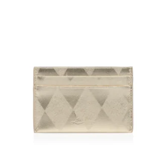 Bettina – Card Holder – Diamond-Shaped Laminated Lamb Nappa Leather – Light Platine