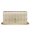 Bettina – Clutch – Diamond-Shaped Laminated Lamb Nappa Leather – Light Platine