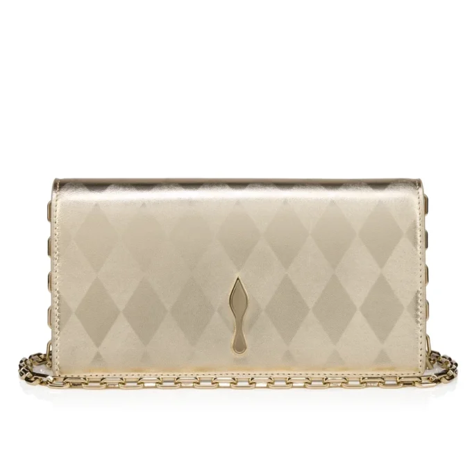 Bettina – Clutch – Diamond-Shaped Laminated Lamb Nappa Leather – Light Platine