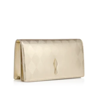 Bettina – Clutch – Diamond-Shaped Laminated Lamb Nappa Leather – Light Platine