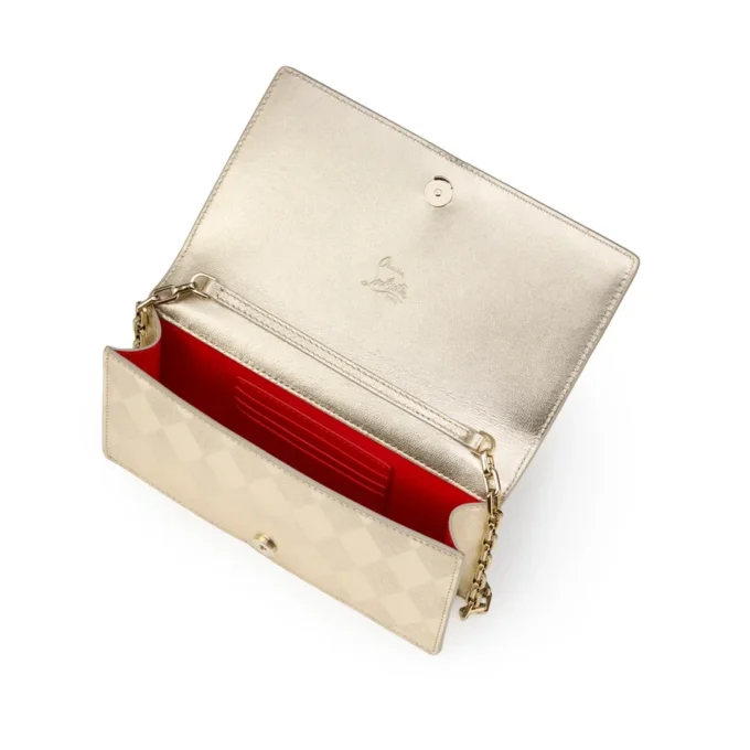 Bettina – Clutch – Diamond-Shaped Laminated Lamb Nappa Leather – Light Platine