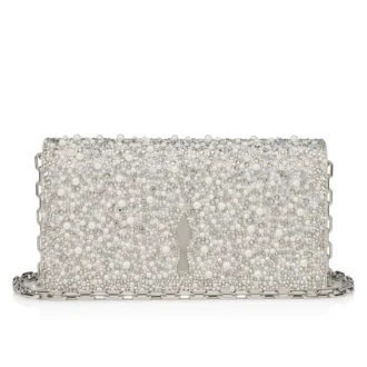 Bettina – Clutch – Suede, Strass and Pearls – Silver