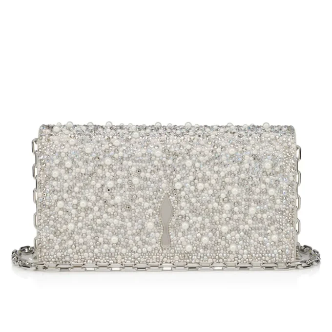 Bettina – Clutch – Suede, Strass and Pearls – Silver