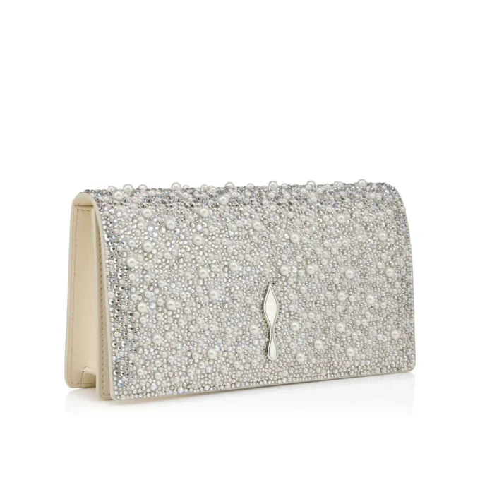 Bettina – Clutch – Suede, Strass and Pearls – Silver