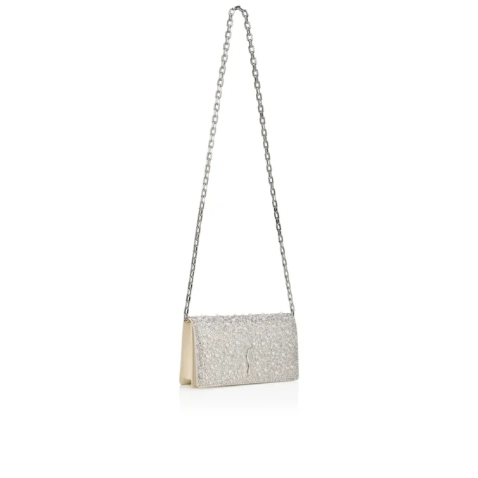 Bettina – Clutch – Suede, Strass and Pearls – Silver