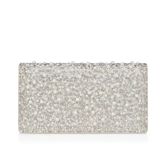 Bettina – Clutch – Suede, Strass and Pearls – Silver