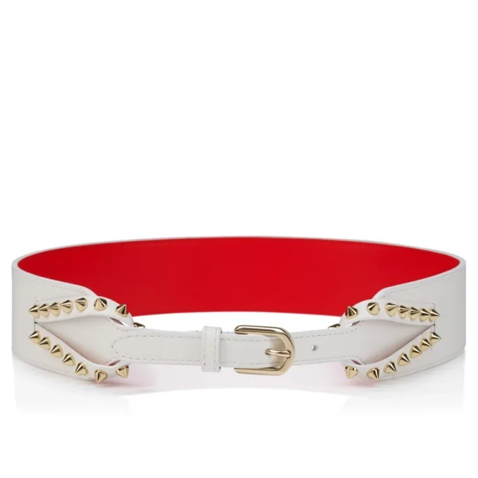 Cabata – Belt – Calf Leather and Spikes – Bianco