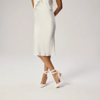 Cassia Lace up – 100 Mm Strappy Pumps – Crepe Satin – Ivory – Women Cassia Lace up – 100 Mm Strappy Pumps – Crepe Satin – Ivory – Women