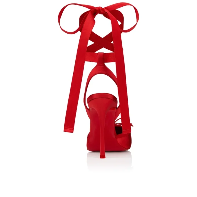 Cassia Lace up – 100 Mm Strappy Pumps – Crepe Satin – Loubi – Women