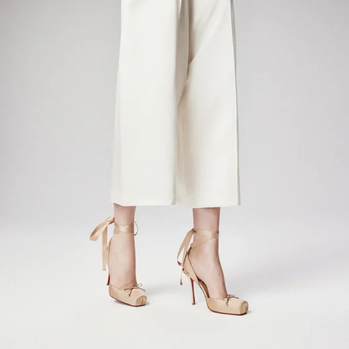 Cassia Lace up – 100 Mm Strappy Pumps – Crepe Satin – Nude 1 – Women