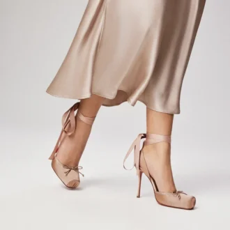 Cassia Lace up – 100 Mm Strappy Pumps – Crepe Satin – Nude 2 – Women Cassia Lace up – 100 Mm Strappy Pumps – Crepe Satin – Nude 2 – Women