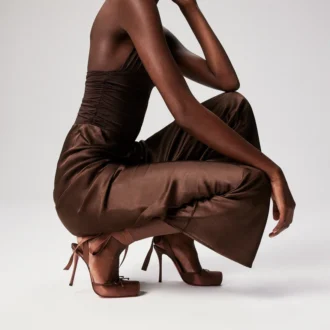 Cassia Lace up – 100 Mm Strappy Pumps – Crepe Satin – Nude 8 – Women Cassia Lace up – 100 Mm Strappy Pumps – Crepe Satin – Nude 8 – Women