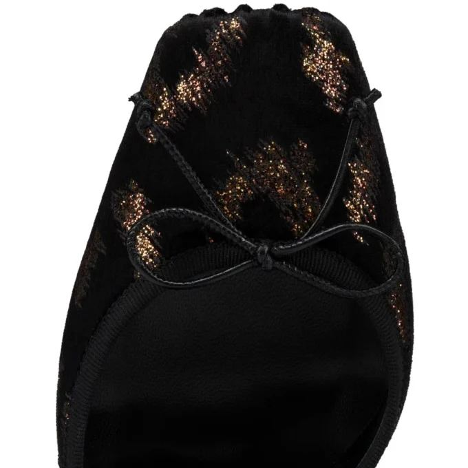 Cassia Lace up – 100 Mm Strappy Pumps – ‘Leo by Night’ Embroidered Velvelt – Black – Women