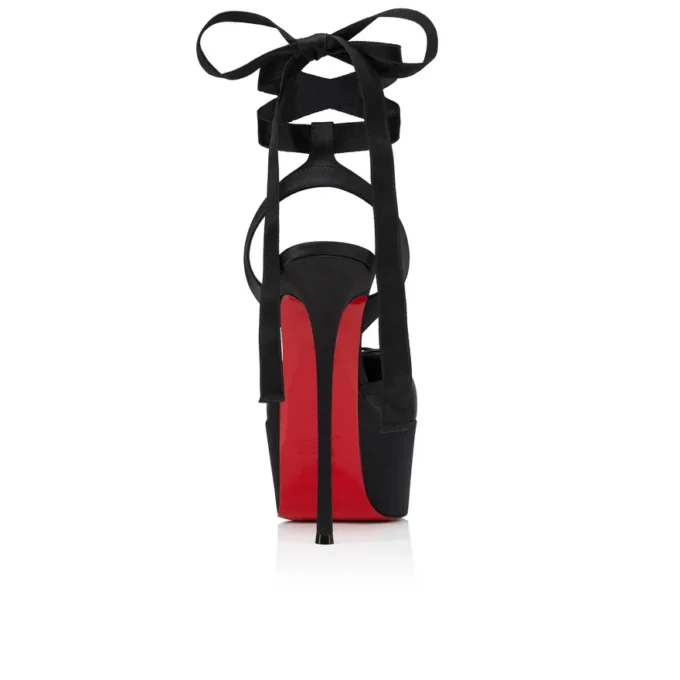 Cassia Lace up Alta – 160 Mm Strappy Pumps – Crepe Satin – Black – Women