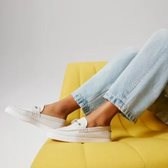 Chambeliboat – Boat Shoes – Reversed Nubuck Leather – Albatre – Women