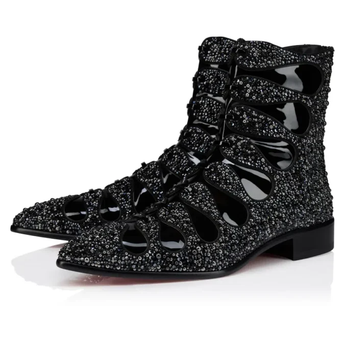 Circus Booty Perla – Boots – Suede Leather and Strass, Patent Calf Leather – Black – Men Circus Booty Perla – Boots – Suede Leather and Strass, Patent Calf Leather – Black – Men