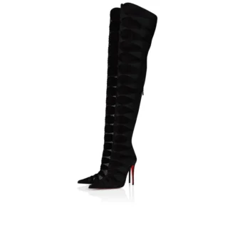 Circus Max Botta Alta – 100 Mm Boots – Veau Velours, Mesh and Kid Leather – Black – Women