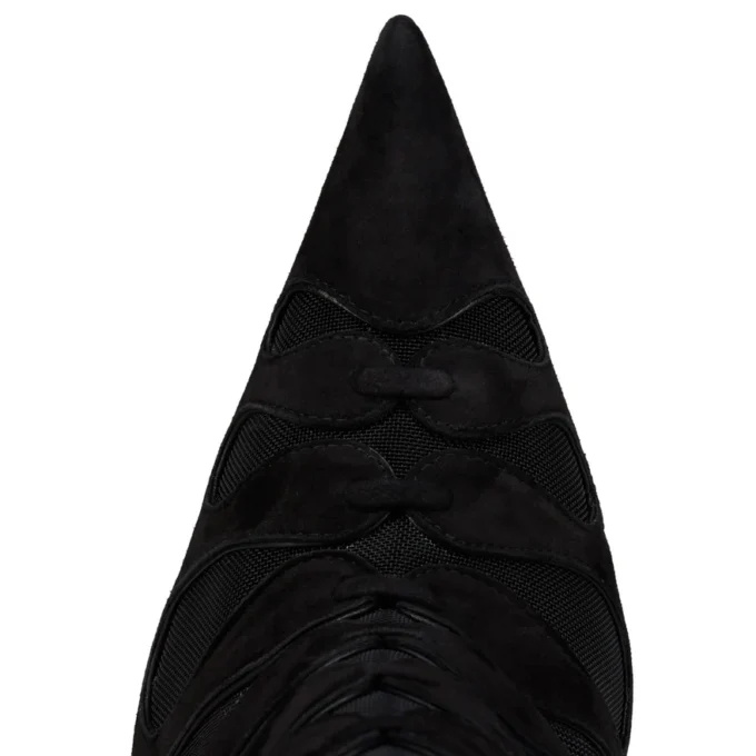 Circus Max Botta Alta – 100 Mm Boots – Veau Velours, Mesh and Kid Leather – Black – Women Circus Max Botta Alta – 100 Mm Boots – Veau Velours, Mesh and Kid Leather – Black – Women