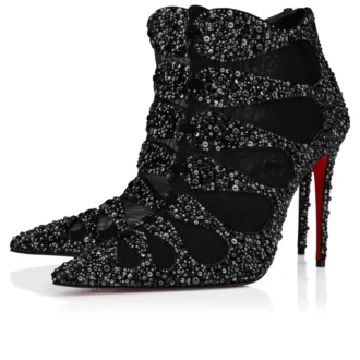 Circus Max Perla – 100 Mm Low Boots – Suede Leather, Mesh and Strass – Black – Women