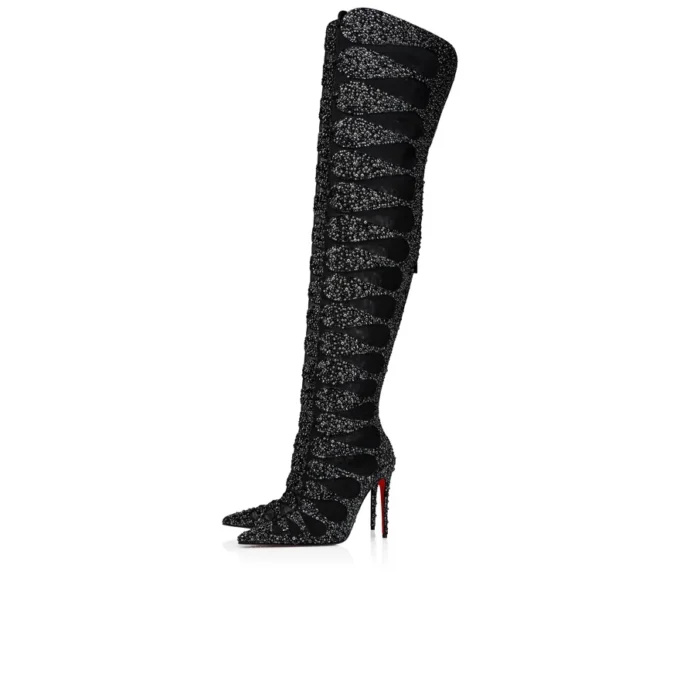 Circus Max Perla Botta Alta – 100 Mm Thighboots – Suede Leather, Mesh and Strass – Black – Women Christian Louboutin United States Circus Max Perla Botta Alta – 100 Mm Thighboots – Suede Leather, Mesh and Strass – Black – Women Christian Louboutin United States