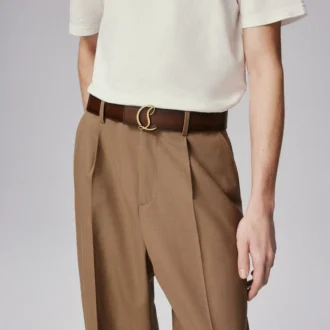 Cl Logo – Belt – Patinated Calf Leather – Havane