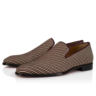 Danny Flex – Loafers – Calf Leather and Twile Weave – White and Brown – Men