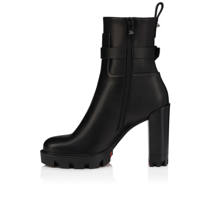 Dianouchette Lug – 100 Mm Low Boots – Waxed Calf Leather – Black – Women