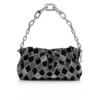Eva Small – Shoulder Bag – Veau Velours and Diamond-Shaped Strass – Black