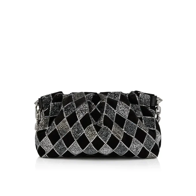 Eva Small – Shoulder Bag – Veau Velours and Diamond-Shaped Strass – Black