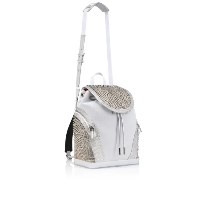 Explorafunk – Backpack – Calf Leather, Glitter and Suede – White Explorafunk – Backpack – Calf Leather, Glitter and Suede – White