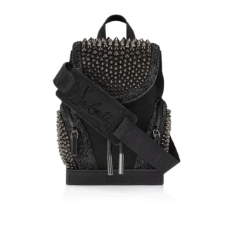 Explorafunk Small – Backpack – Fabric, Veau Velours and Spikes – Black