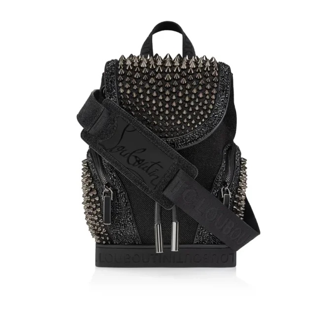 Explorafunk Small – Backpack – Fabric, Veau Velours and Spikes – Black