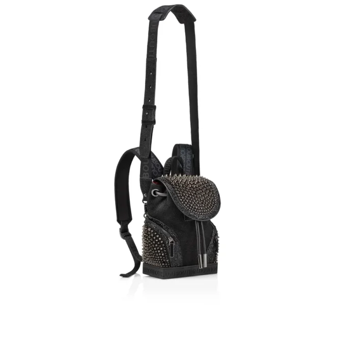 Explorafunk Small – Backpack – Fabric, Veau Velours and Spikes – Black