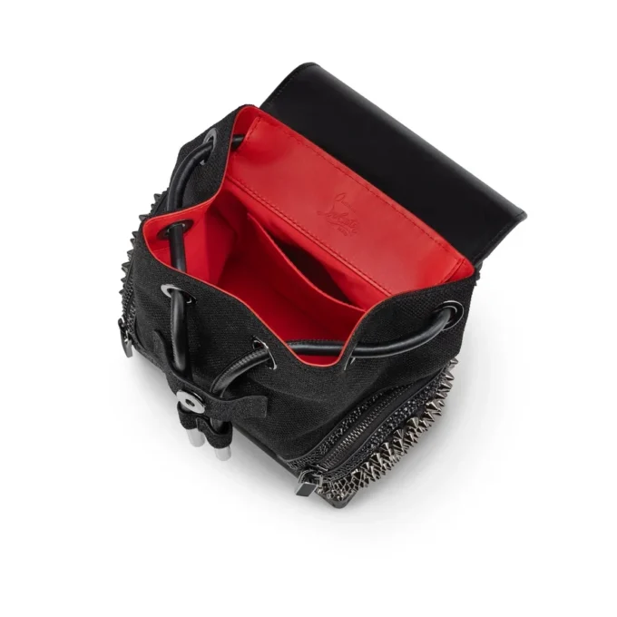 Explorafunk Small – Backpack – Fabric, Veau Velours and Spikes – Black