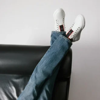 F.A.V Fique a Vontade – Slip-On Sneakers – Calf Leather – White – Men