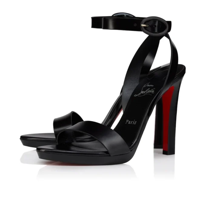 Fanny Sandal – 120 Mm Strappy Sandals – Patinated Calf Leather – Black – Women