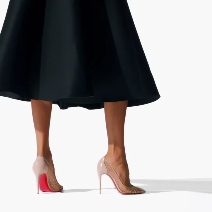 Follies Strass – 100 Mm Pumps – Mesh, Suede Calf and Strass – Light Silk – Women