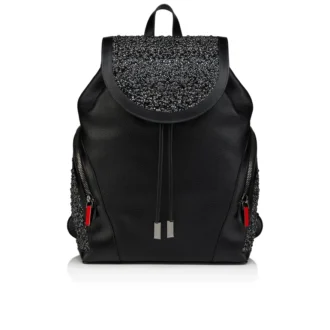 Funky – Backpack – Grained Calf Leather, Strass and Spikes – Black