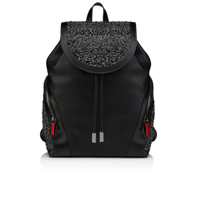 Funky – Backpack – Grained Calf Leather, Strass and Spikes – Black Funky – Backpack – Grained Calf Leather, Strass and Spikes – Black