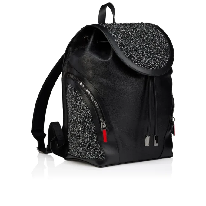 Funky – Backpack – Grained Calf Leather, Strass and Spikes – Black Funky – Backpack – Grained Calf Leather, Strass and Spikes – Black