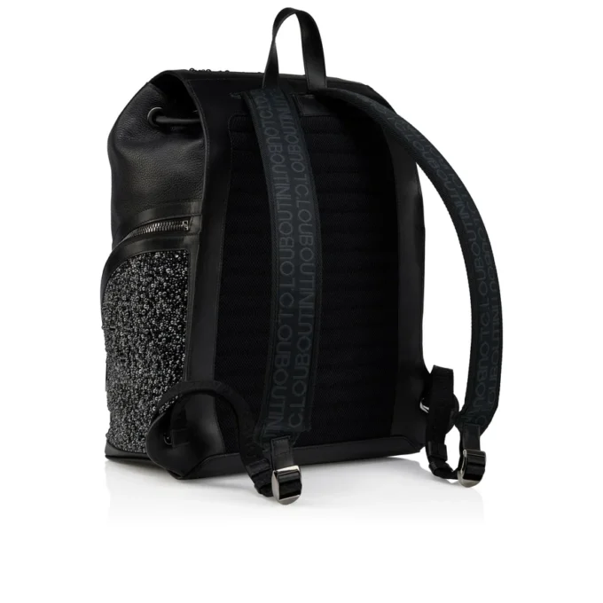 Funky – Backpack – Grained Calf Leather, Strass and Spikes – Black Funky – Backpack – Grained Calf Leather, Strass and Spikes – Black