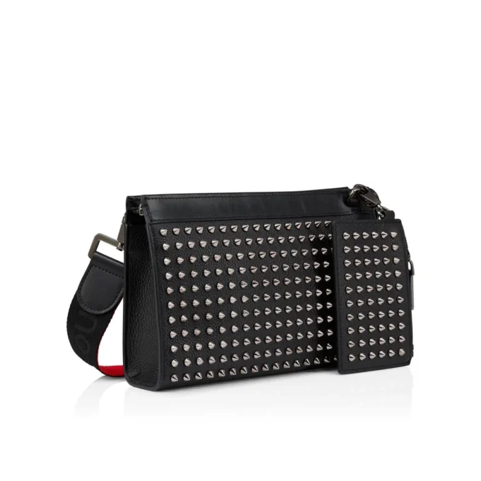 Funky – Crossbody Bag – Grained Calf Leather and Spikes – Black