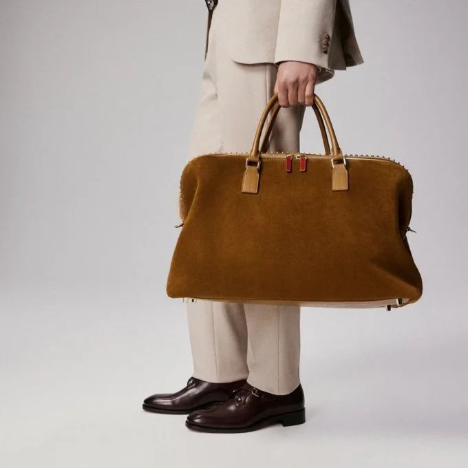 Funky – Duffle Bag – Reversed Calf Leather and Spikes – Rhea