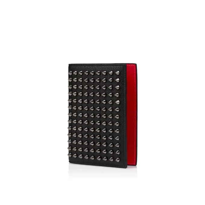 Funky – Passport Holder – Grained Calf Leather and Spikes – Black Funky – Passport Holder – Grained Calf Leather and Spikes – Black