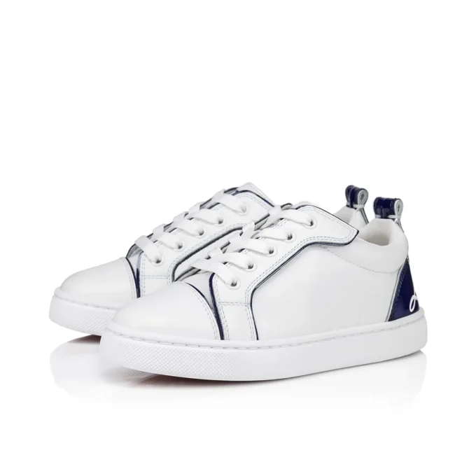 Funnyto – Sneakers – Calf Leather and Patent Calf Leather – Bianco – Kids