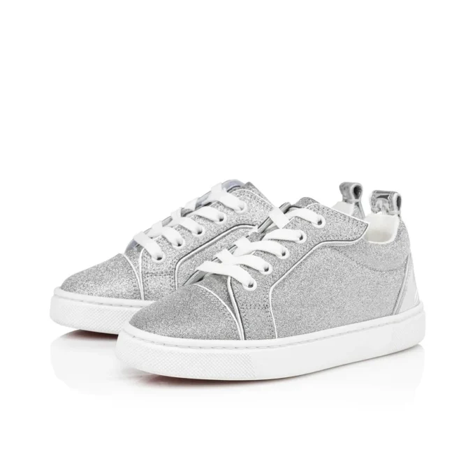Funnyto – Sneakers – Glittered Calf Leather – Silver – Kids Funnyto – Sneakers – Glittered Calf Leather – Silver – Kids